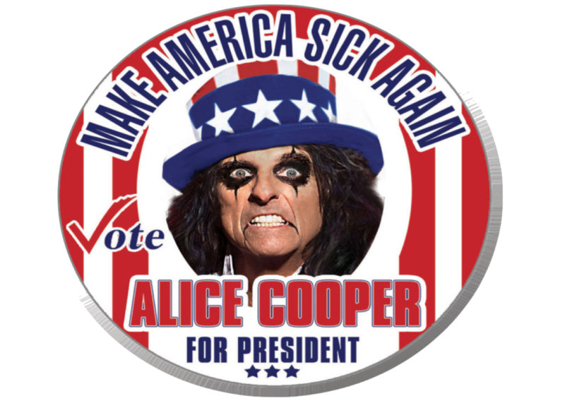Pin's pour la campagne présidentielle d'Alice Cooper en 2016.